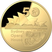 Gold Sydney Opera House 1 oz PP gewölbte Prägung - RAM 2023