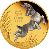 Gold Lunar III Hase 1 oz PP - coloriert 2023