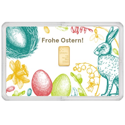 Goldbarren 0,5 g - philoro Geschenkkarte "Frohe Ostern" 