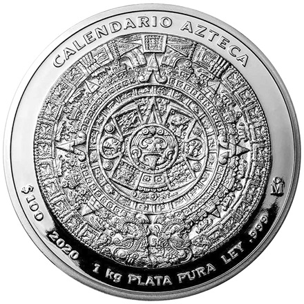 Silber Azteken-Kalender 1000 g - Prooflike - 2020