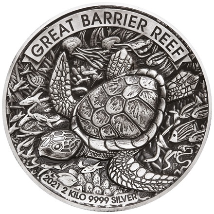 Silber Great Barrier Reef 2000 g - High Relief - Antik Finish 2021