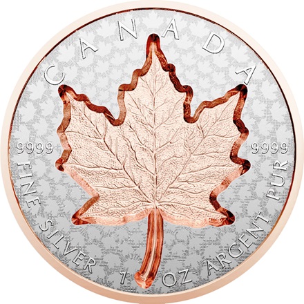 Silber mit Roségold Maple Leaf - Super Incuse - 1 Oz - 2022