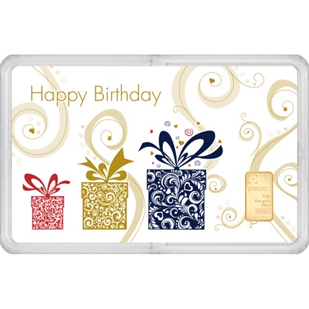 Goldbarren 0,5 g - philoro Geschenkkarte "Happy Birthday"