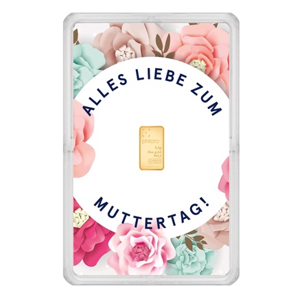 Goldbarren 0,5 g - philoro Geschenkkarte Muttertag Blumenkreis