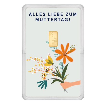 Goldbarren 0,5 g - philoro Geschenkkarte Muttertag Blumenstrauß